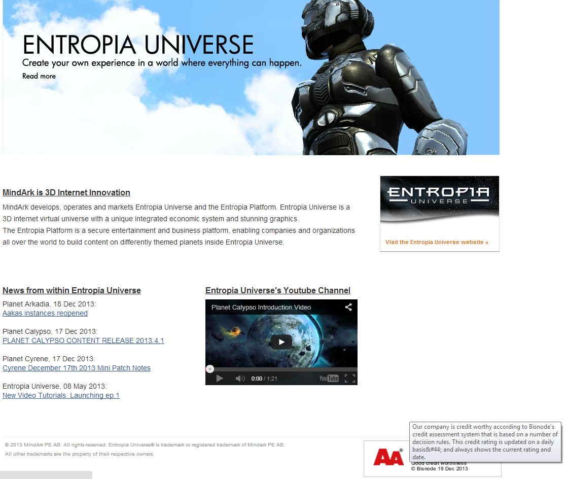 MindArk AA status Entropia Universe forum